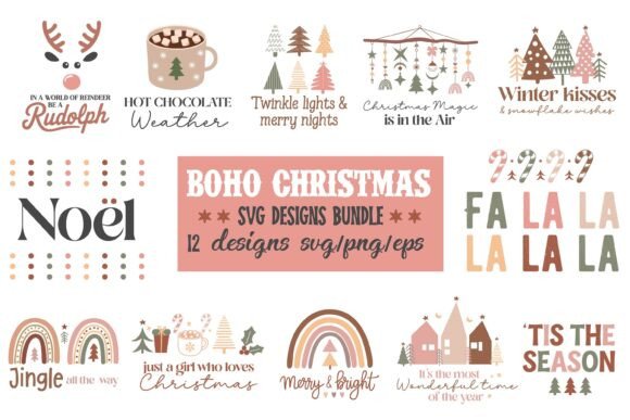 Boho Christmas SVG PNG Bundle: A Must for Craft Graphics