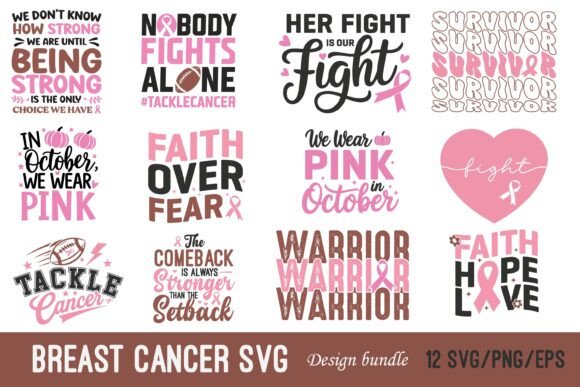 Breast Cancer SVG Design Bundle: A Graphics Asset for Crafts