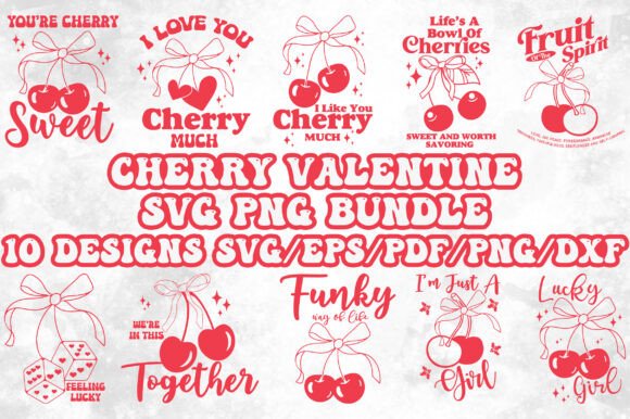 Cherry Valentine SVG PNG Bundle: A Must for Crafts & Graphics