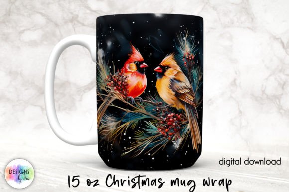 Chickadee and Cardinal Birds Mug Wrap: A Graphics Gem for Crafts