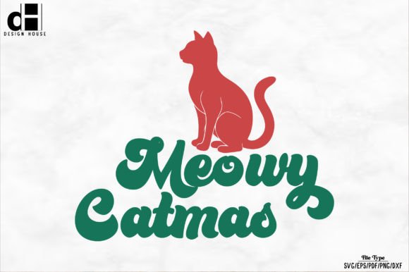 Christmas Meowy Catmas SVG PNG Design for Creative Crafts