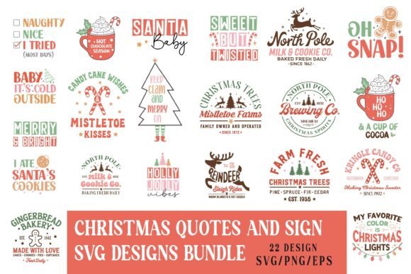 Christmas Sign and Quotes SVG Bundle for Creative Graphics