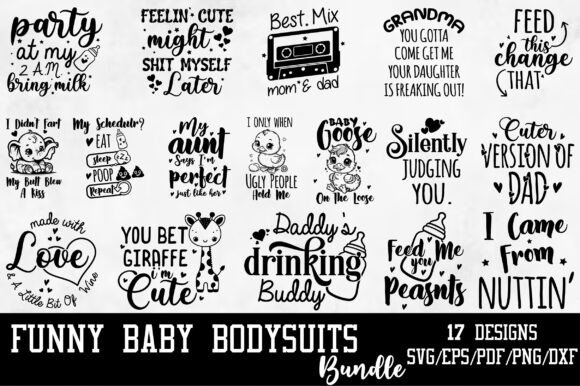 Funny Baby Bodysuits SVG Bundle: A Creative Graphics Gem for Crafts