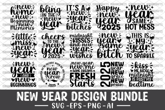New Year Design Bundle SVG: Perfect for Graphics & Crafts