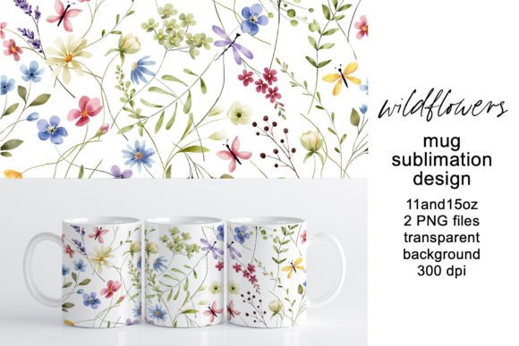 Review: Mug Wrap, Design with Wild Flowers, PNG for Graphics and Crafts