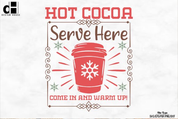 Vintage Christmas Sign Hot Cocoa SVG PNG for Creative Crafts